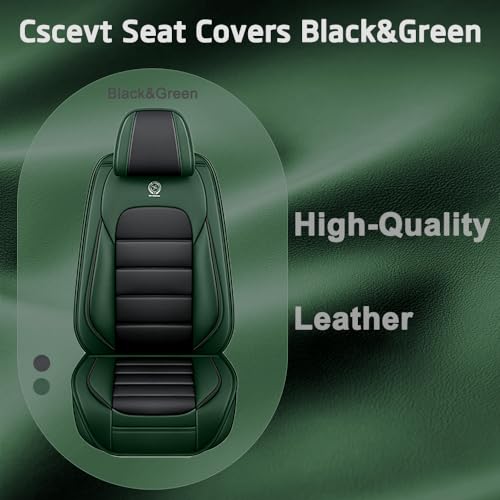 Image of Seat Covers for Subaru Outback 2006-2024,2PCS Nappa Leather Car Seat Covers,Waterproof Seat Protectors Auto Seat Covers,Breathable Nonslip Interior Cover Seats for Cars(Black and Green)