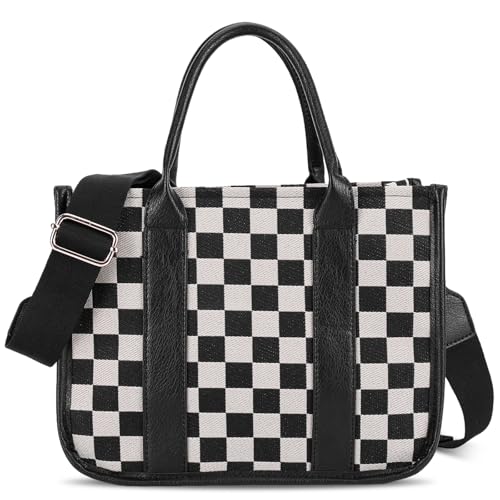 Image of hibear Checkered Hobo Bag for Women City Tote Handbag Trendy Slouchy Crossbody Bag Canvas Vintage Shoulder Bag 2026 New