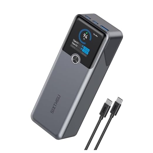 SIXTHGU Laptop Power Bank, 3-Port 20,000mAh Portable Charger with 200W Max Output, PD 3.1 Fast Charging, Flight-Approved for Travel, PowerTower, for MacBook, iPhone 17/16 Series, and More(Grey)