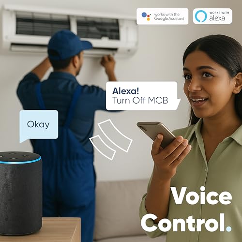 Image of Aziot 1P 63A WiFi MCB, Smart Circuit Breaker with Power Monitoring, Remote & Voice Control | Compatible with EV Chargers, Geysers, Water Pumps, Room Heaters, and Heavy-Duty Appliances | SmartLife App