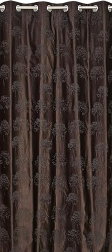 Image of Heavy Quality Punch Tree Curtains 7 Feet Long Set of 1 Pcs | Brown Door Curtains for Living Room, Bedroom | Lightweight 7 Feet Long Drapes for Home Decoration