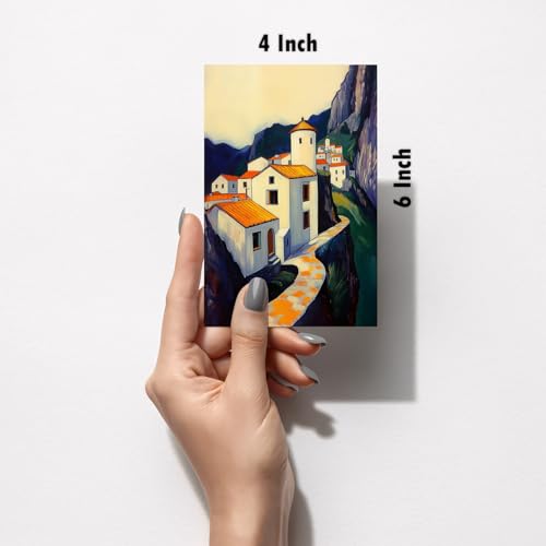 Image of SiddArtify Architectural Wall Art Poster Print Set - Mediterranean Village Landscape Decor for Living Room Office - Set of 2-4x6 Inch - Board (Pack of 6) - Sticker (Pack of 6)