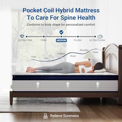 Image of Avenco Full Mattress, 10 Inch Hybrid Full Size Mattresses in a Box, Colchones Full Size with Comfort Foam and Pocket Coils for Pressure Relief Motion Isolation
