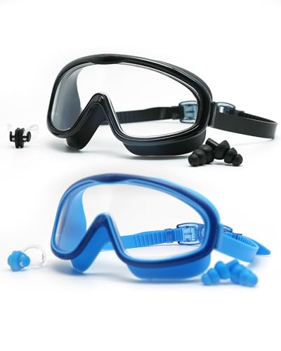 Lunettes de natation anti-buée double pack noir et bleu pour vos loisirs aquatiques