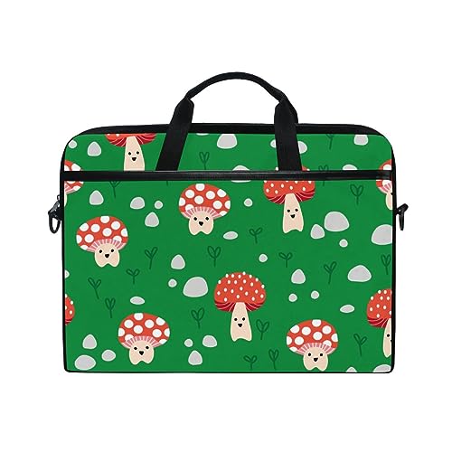 Akiraki PCケース レディース 茸 グリーン おもしろ 緑 かわいい 15 15.4インチ ノートパソコンバッグ 保護ケース 軽量 ビジネスバッグ メンズ 通勤 パソコンケース 取っ手付き ショルダー付き 出張 A4対応