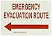 Brady 90951 10" Width x 7" Height B-347 Plastic, Red on Green Glow-in-the-Dark Exit and Directional Sign, "Emergency Evacuation Route" (with Left Arrow)