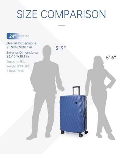 Image of BAGSMART 24 Inch Luggage with Spinner Wheels,Polycarbonate Hardside Suitcase with TSA Lock Travel Luggage Hard Shell Lightweight Rolling Luggage for Men Women,Navy Blue