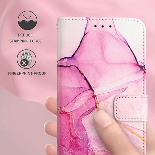 Image of ClickCase Marble Series Faux Leather Back Case Card Holder Wallet with Magnetic Closure Flip Cover for iPhone 15 Plus (Pink)
