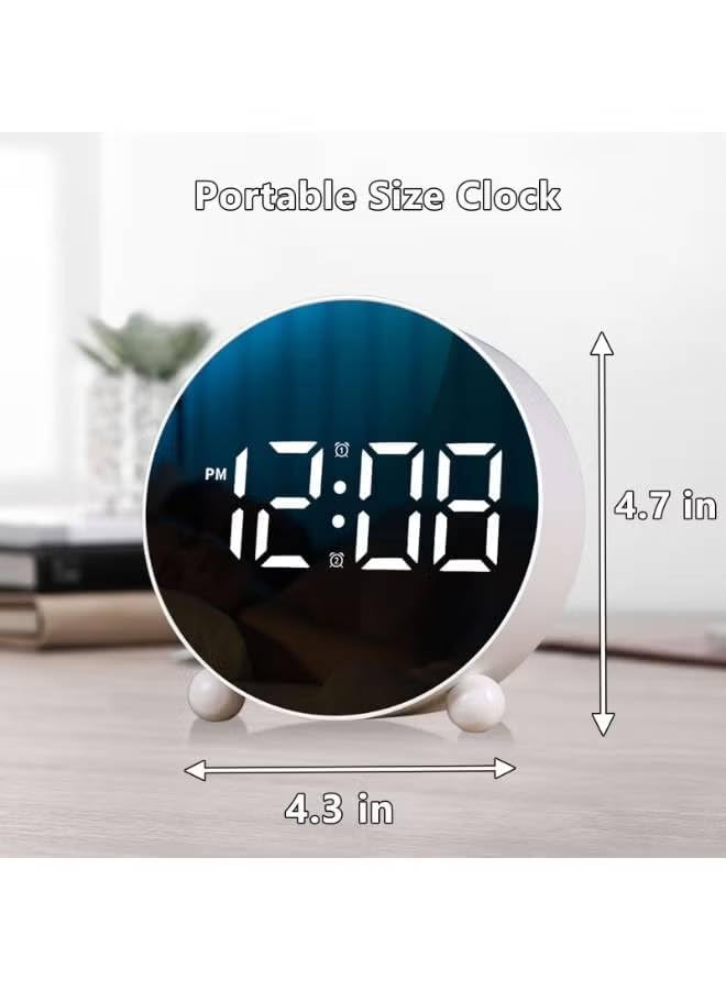 Image of Niloni LED Digital Round Alarm Clock with Voice and Touch Activated, Dual Alarm, Snooze, Week Display, 4 Adjustable Brightness Levels, USB /Battery Powered, Desk Clock, Blue