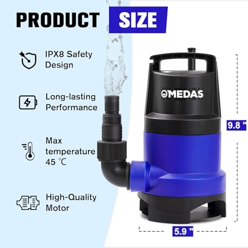 image for MEDAS 1HP Submersible Sump Pump, 3434 GPH High Flow Utility Pump for C