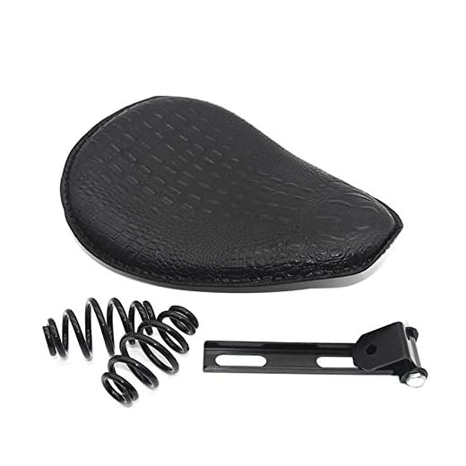 TOOGOO Motocicleta Asiento Individual De Cuero De Cocodrilo 3Pulgadas Soporte para Harley Sportster XL 1200 883 48 Chopper Bobber Kawasaki Asiento De Cuero A Medida Negro + Negro
