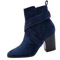 DFSDJEUW ankle wellies women Winter Boots for Women Uk Wide Fit Shoes Comfortable Waterproof Side Zipper Booties Warm Lined Low Heel Ankle Wellies Fashion Non cow girl boots Blue 6