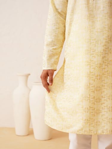 Image of SOJANYA (Since 1958 Men's Cotton Gold Embroidered Long Kurta