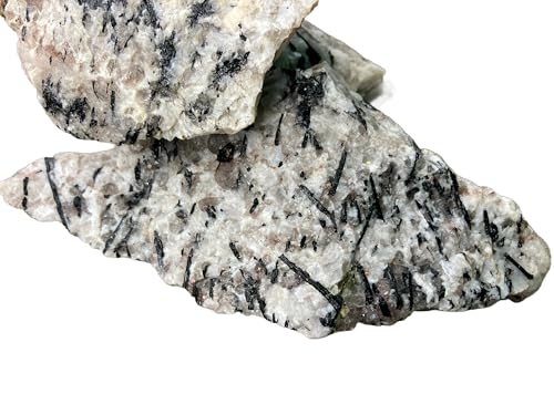 Image of Natural Black Tourmaline in Quartz Decorative Rock - Rare Natural Stone for Aquarium, Terrarium, Turtle Tank & Home Decor (2.7Kg)