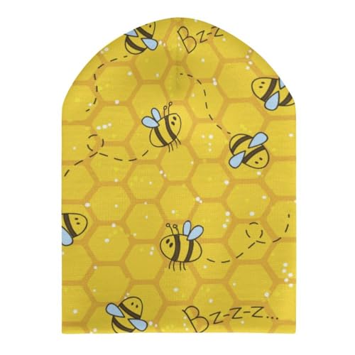 Cute Honey Bee Pattern Kids Beanie Hat for for Girls Boys Children Cap Winter Knitted Chemo Cancer Headwear Accessories Gifts Decoration Black3