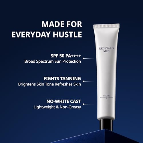Image of Reginald Men SPF 50+ PA++++ Sunscreen (100g) | In-Vivo Tested | Broad Spectrum UVA /UVB Protection | Brightening & Hydrating | Lightweight, Oil-Free & Non-Sticky | Daily Sun Protection for Men (Pack of 2,50g x 2)