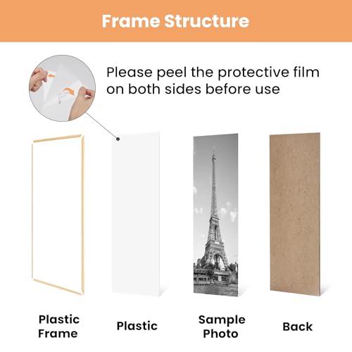 Image of upsimples 12x16 Picture Frame Natural 3 Pack, Scratch-Proof Poster Frames 12 x 16 for Photo Gallery - Slide-In Strips, Horizontal or Vertical Wall Mounting