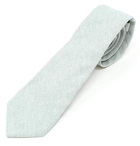 Image of Men's Chambray Cotton Skinny Necktie Tie Textured Distressed Style - 2.5 inch Width
