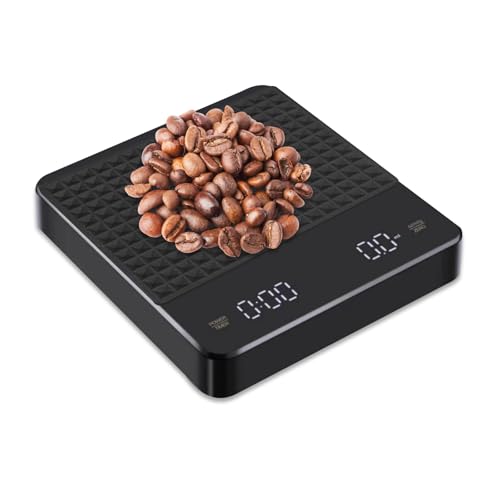 Compact Coffee Scales with Timer, Rechargeable Small Espresso Weighing Scale, High Accuracy 0.1g Digital Coffee Measurement Scales with LED Display for Espresso, Pour-Over, Kitchen Food Weighing