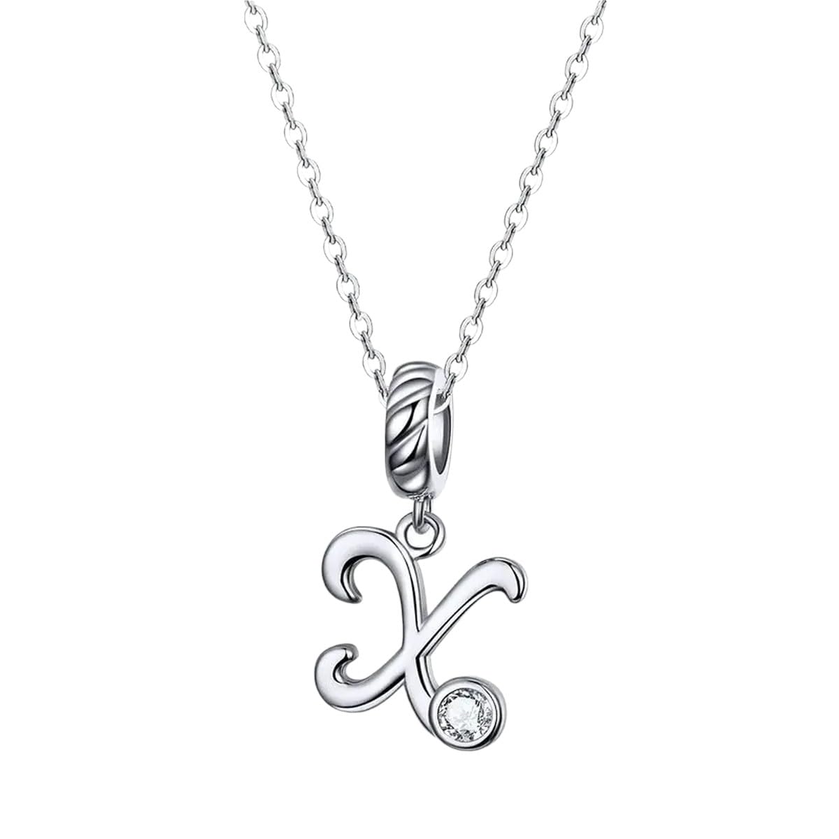 Collier Longue Chaîne Argent 925 cadeau créatif avec pendentif initiale alphabet rétro - 4