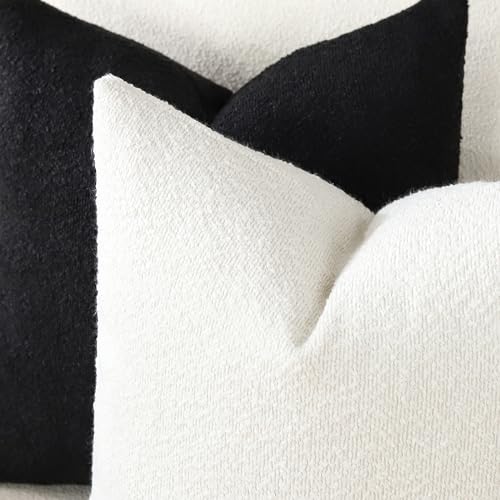 Artscope Pack of 2 Textured Boucle Cushion Covers Square Pillow Cases Cozy Soft Decorative Couch Pillow Covers for Chair Sofa Bedroom Living Room Home Decor 45x45cm, Ivory White - Cosy Home Interiors Artscope Pack of 2 Textured Boucle Cushion Covers Square Pillow Cases Cozy Soft Decorative Couch Pillow Covers for Chair Sofa Bedroom Living Room Home Decor 45x45cm, Ivory White - Image 4