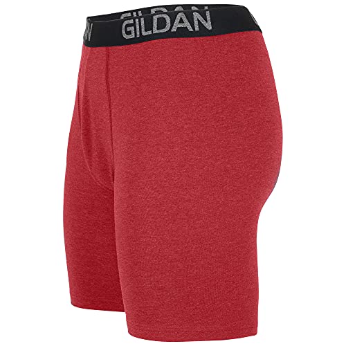 Gildan Men's Underwear Cotton Stretch Boxer Briefs, Multipack, Blue Cove/Hawaiian Blue/Heather Red Mark (4-Pack), X-Large #TOP3