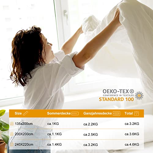 REDKEY 4 Jahreszeiten Bettdecke 135x200 cm Steppdecken - 2er Set Winterdecke Sommerdecke - Ganzjahresdecke für Sommer und Winter 135 x 200 cm - Image 5