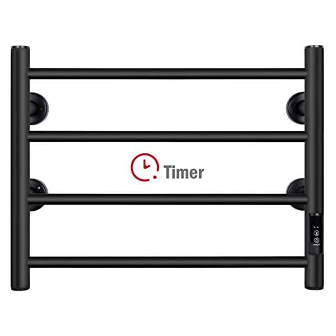 JSLOVE Towel Warmer Wall Mounted Heated Towel Racks for Bathroom, Stainless Steel Hot Towel Rack with Timer (4 Bars Black) Cover