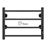 JSLOVE Towel Warmer Wall Mounted Heated Towel Racks for Bathroom, Stainless Steel Hot Towel Rack with Timer (4 Bars Black)