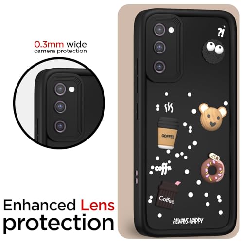 Image of Bintage Cute Fun Taddy| 3D Ball Bear| Donut| Coffee Rubber Case Camera Protection Back Cover Compatible for Samsung Galaxy S20 FE 5G - Black