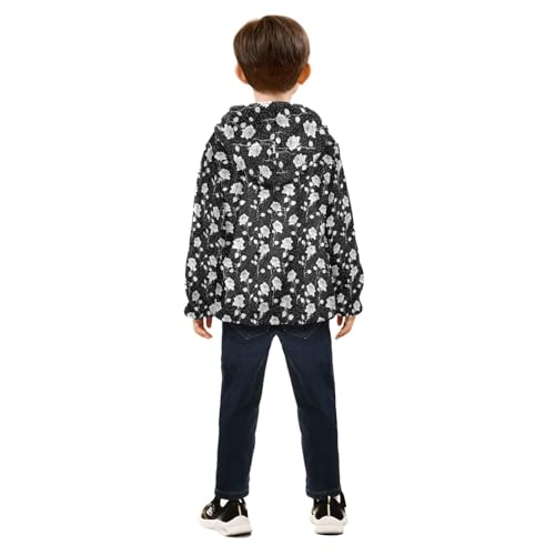 Rose Flowers Boys Fleece Coat,Children's Zip-Up Hoodie Jacket,Baby Warm Fashion Outerwear 3-10T,A1133404