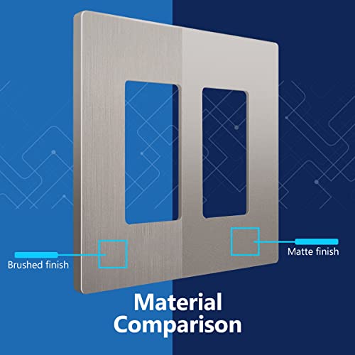 Image of LIDER Decorator Switch Cover, Screwless Wall Plate, Mid-Size 2-Gang 4.88 inch x 4.92 inch, LSWP-32M-BNK, UL Listed, Thermoplastic, Brushed Nickel, 1-Pack