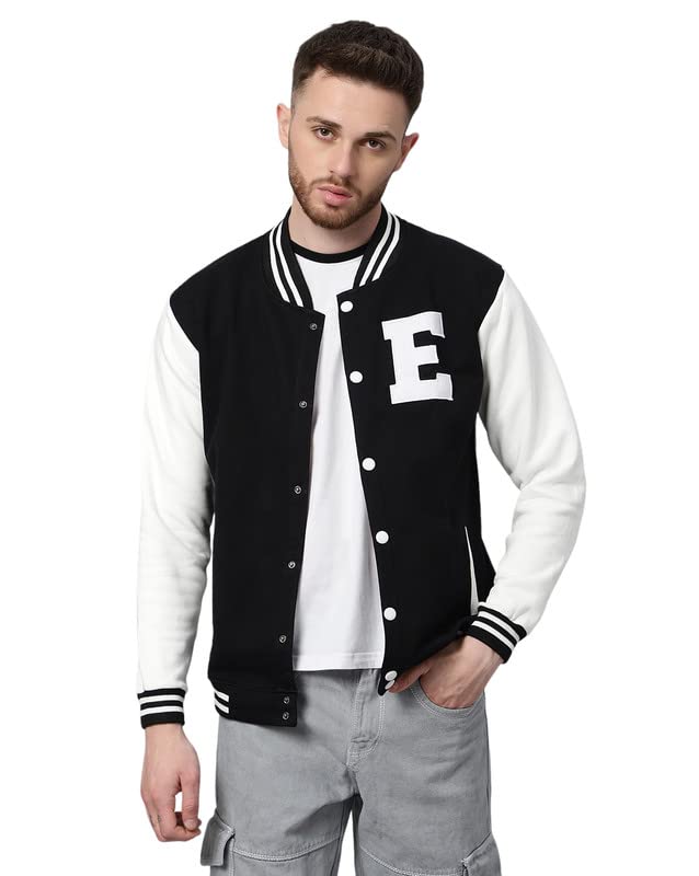 Image of BE SAVAGE Men's Cotton Blend Standard Length Varsity Jacket
