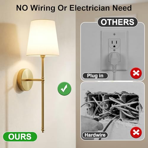 Image of Wall Sconces Set of Two, Battery Operated Rechargeable Wireless Sconces Wall Decor with Remote, RGB Dimmable Wall Lamp for Bedroom Living Room Hallway (Gold)