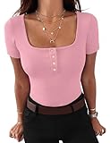 [Tenues] : Ce haut femme chic et elegant se marie parfaitement avec un jean, un short, une jupe ou un legging. Ce haut femme ete passe sans effort du jour à la nuit en changeant simplement de bas. Ces t-shirts à manches courtes femme offrent des possibilités de style infinies pour toutes les occasions.