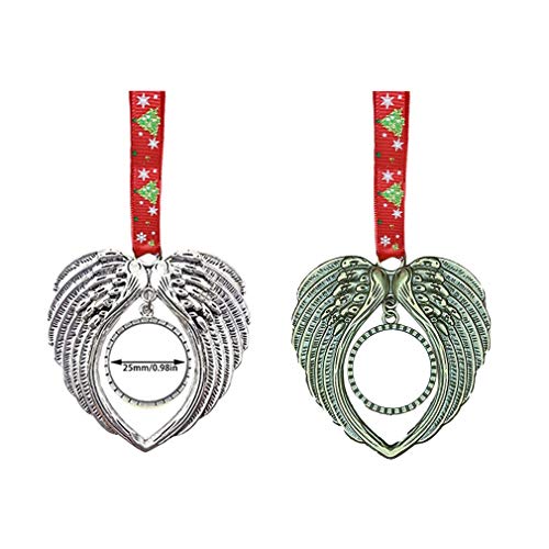 Engelsflügel, Herzform, DIY Foto Weihnachten Anhänger Fotorahmen, Silber – Bild 3