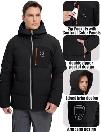 Men's Puffer Jacket Hooded Down Coat Water-Resistant Warm Winter Coats Insulated Windproof Outerwear4