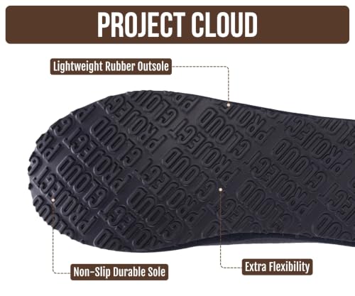 Image of Project Cloud Mens Slippers Genuine Leather Australian Shearling Slippers | Memory Foam Insole Non Slip Fuzzy Shoes Indoor Outdoor Warm Cozy Footwear Everyday Comfort Soft Lining Cushioned Sole Easy On