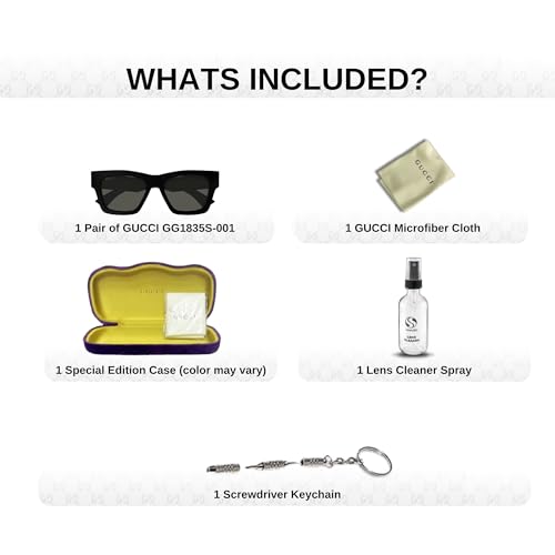 Gucci GG1842S Designer Fashion Sunglasses - Elegant, Sophisticated & Stylish Square Shape Eyewear with Luxury eSHADES Kit3