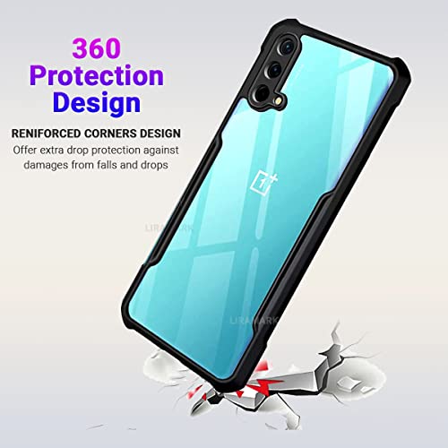 Image of LIRAMARK Transparent Clear Shock Proof Back Cover Case Designed for OnePlus Nord CE (Black)