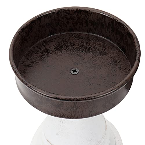 Genmous&Co. Decorative Candle Holders Pedestal Rustic Wood For Pillar Candle Farmhouse Candlestick Holder Galvanized Plate For Mantel, Dining Table, Centerpiece,Coffee Bar,Set Of 2（White #TOP7