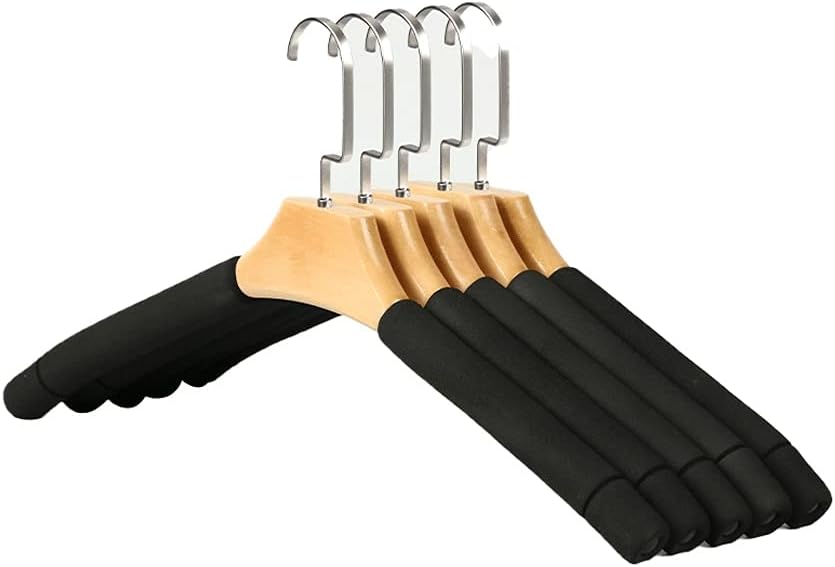 10 Pieces Hangers Coat Sponge Solid Wood Hanger Household Clothes Non Slip Seamless Clothes Hanger Hook Clothes Support Space Saving,