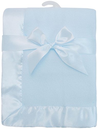 Image of American Baby Company Fleece Blanket (30" x 40") with Silk-Like Satin Trim, Soft, Warm & Cozy, Blue, for Boys and Girls, Perfect for Baby Carrier, Stroller, Travel and Gifting