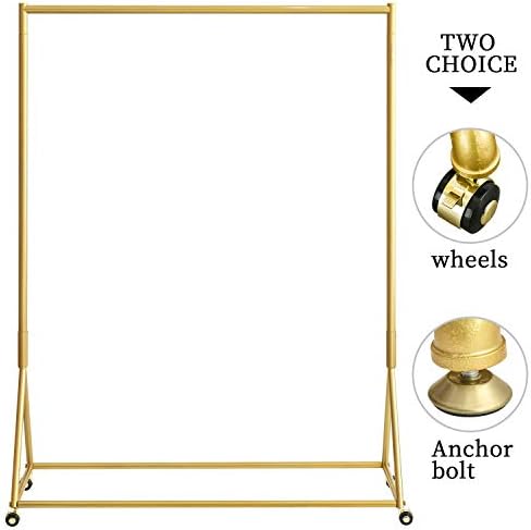 BOSURU Modern Clothes Rack Retail Display Clothes Rack Freestanding Garment Rack Easy Assemble Clothing Rack for Bedroom or Boutiques Gold 47" L