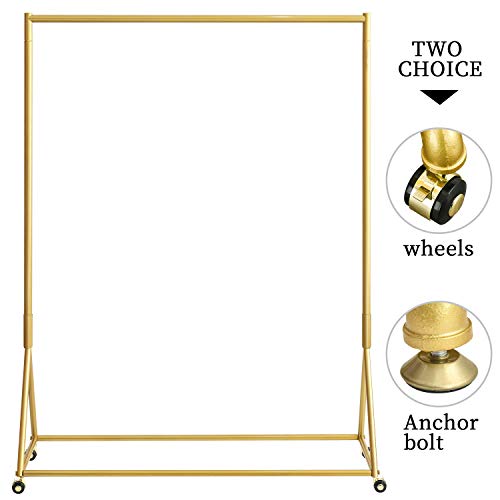BOSURU Gold Pipe Clothing Racks Freestanding, Modern Metal Clothes Rack Heavy Duty, Easy Assemble Clothing Rack for Hanging Boutiques and Bedroom 47" L
