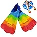Xweptuy Flippers Kids Silicone Flipper Comfortable Swimming Fins Rainbow Fins for Swimming Training Short Youth Diving for Snorkelin