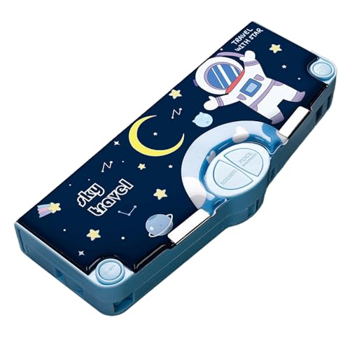 Estojo de lápis multifuncional criativo e fofo, estojo de lápis estudantil de grande capacidade de camada dupla - B-astronauta