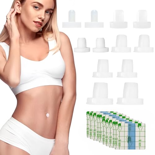 DHinkyoung 12 tapones para ombligo para adultos, de silicona suave, entrenador de ombligo con cintas para liposucción