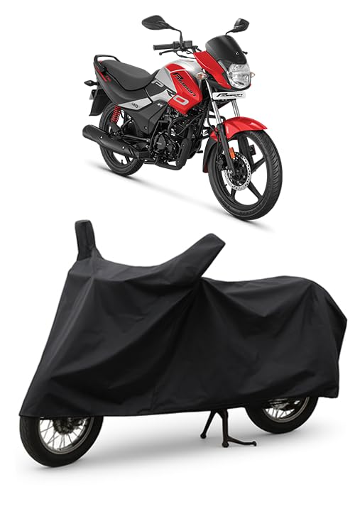 Image of DAXO Waterproof Bike Cover for Hero Passion Pro | All Weather Protection from Rain, Dust, UV Rays & Scratches with Mirror Pockets & Buckle Belt | Passion Pro Bike Cover