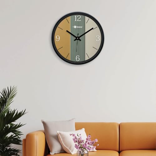 Image of Bosco Decorative Non Ticking Silent, Multicolour with Black Frame 30 CM, Modern Design Round Wall Clock for Home, Living Room, Bedroom, Office and Kitchen | BWC-1602